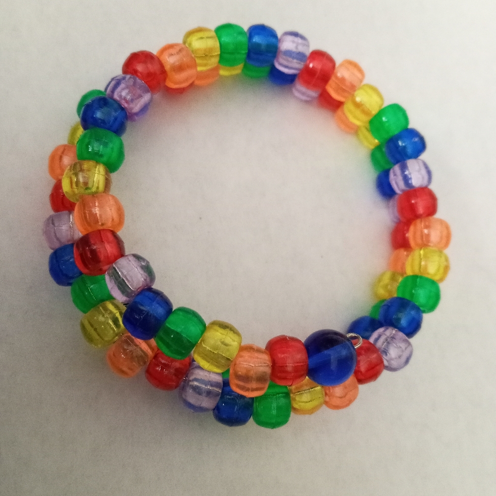 LGBT rainbow pride wrap bracelet cuff bright bold beaded neon statement